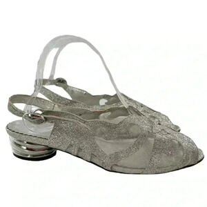 Ashro heels 9 silver glitter formal vintage 80s 90s grandmother of the bride